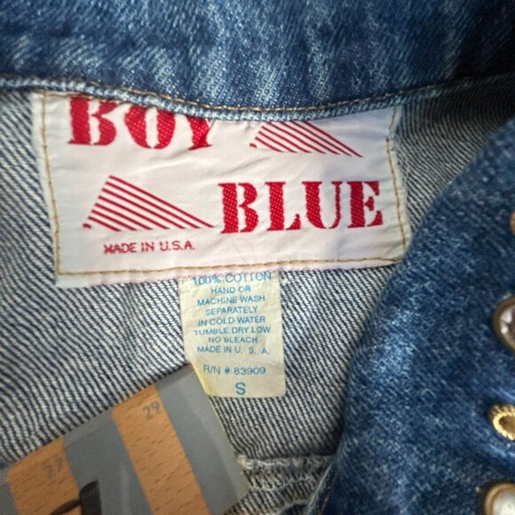 Vintage Boy Blue Denim Jacket With Studded Pockets & Collar 100% Cotton Small Ma - Picture 5 of 9